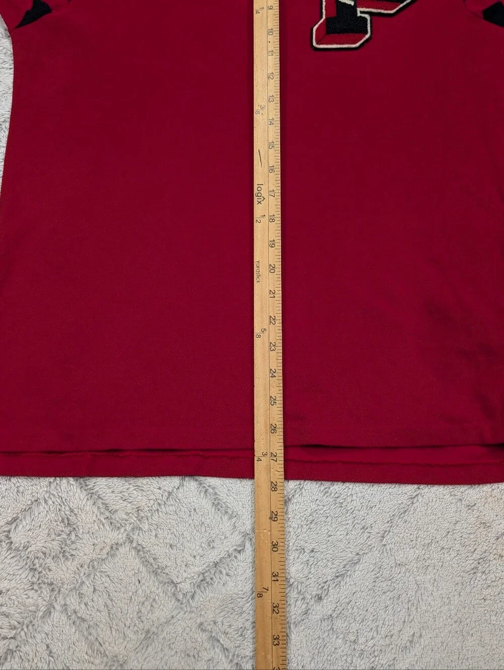 Polo Ralph Lauren Shirt Mens L Red Big P Script Varsity Letterman Rugby New York